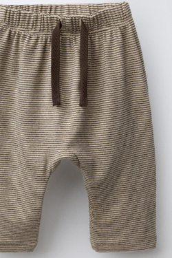 ZARA КОМПЛЕКТ ИЗ ФУТБОЛКИ И БРЮК В ПОЛОСКУ, РЫЖЕВАТО-КОРИЧНЕВЫЙ