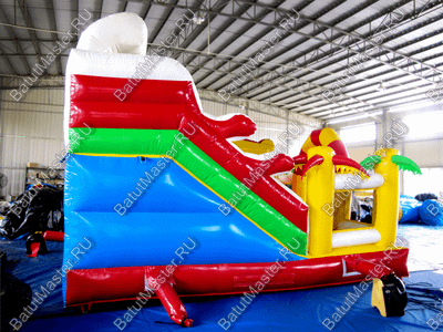 Коммерческий батут "Белый клык" с механизированной головой, цвет красно-желтый, 6*5*4 м