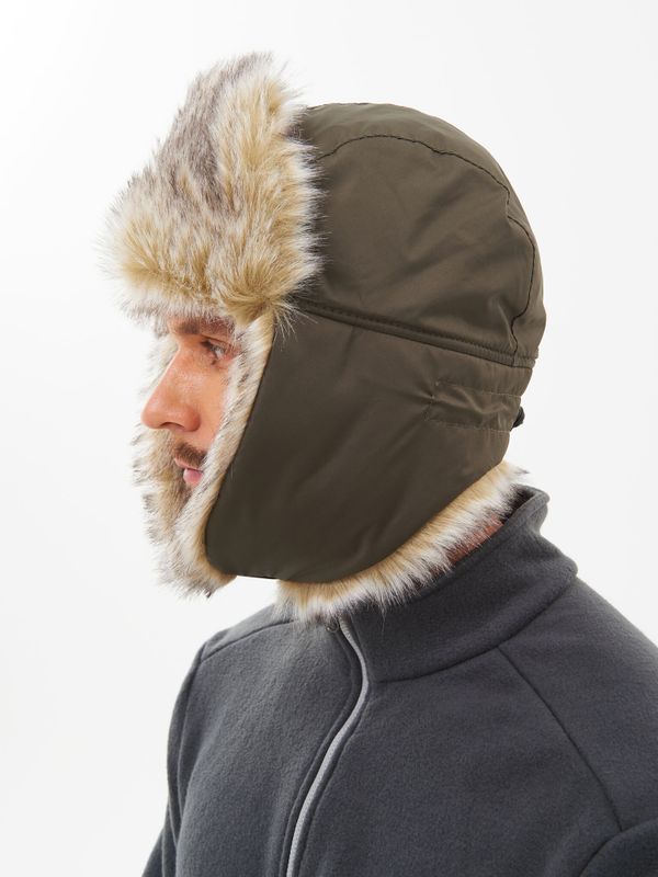 Шапка ушанка с маской Евро Волк ткань Taslan цвет Хаки