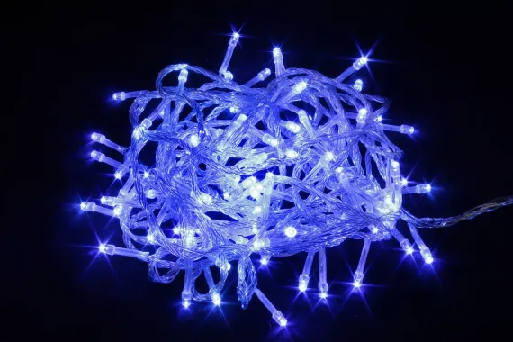 Светодиодная нить 7 м., 220V, 100 синих LED ламп, контроллер, прозрачный провод, Winner Light (b.01.5T.100-)