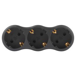 Разветвитель электрический ЭРА SPx-3e-B на 3 розетки с заземлением 16А черный