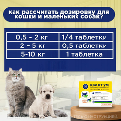 Таблетки от гельминтов для собак и кошек со вкусом мяса Квантум (VIC), 4 таб. Мебендазол/Празиквантел