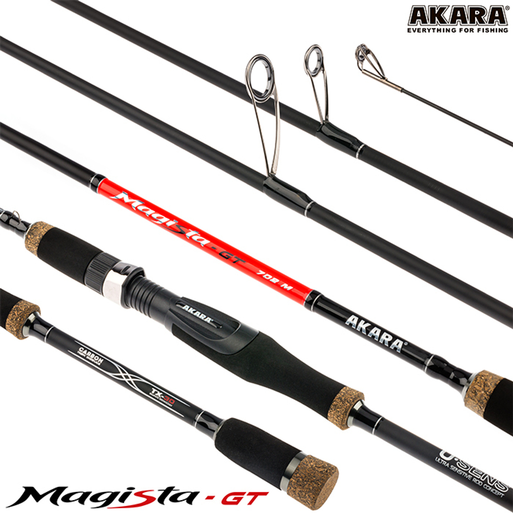 Спиннинг штекерный угольный 2 колена Akara Magista GT M702 (5,5-27) 2,1 м