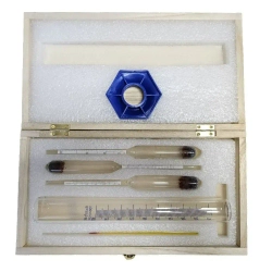 Набор спиртомеров АСП-3 с термометром и колбой в деревянном боксе