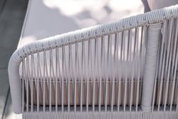 "Канны" диван модульный плетеный из роупа, каркас алюминий белый, роуп светло-серый круглый, ткань светло-серая