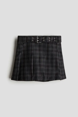 H&M Плиссированная юбка, черный/белый