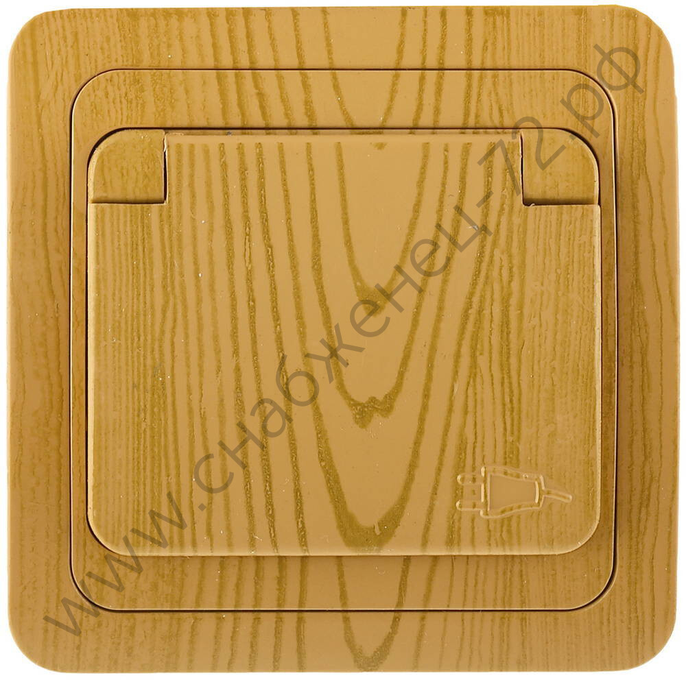 СВЕТОЗАР Гамма, с заземлением одинарная с крышкой цвет ольха 16А/~250В, Электрическая розетка (SV-54110-A)