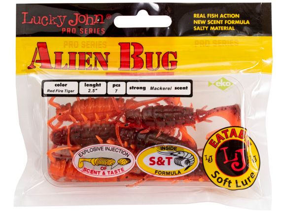 Виброхвосты съедобные LJ Pro Series ALIEN BUG 2,5in (6,35 см), цв. T48, 7 шт.