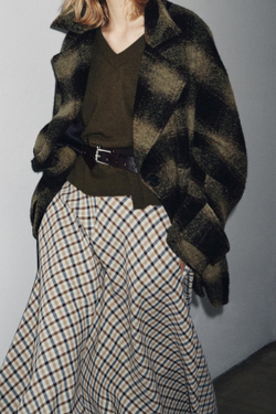 ZARA ТРИКОТАЖНЫЙ СВИТЕР ОВЕРСАЙЗ ИЗ 100% ШЕРСТИ, ЗЕЛЕНЫЙ