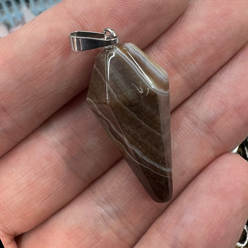 Кулон Маятник из камня Агат коричневый, 34х15 мм