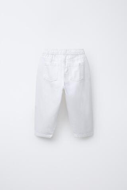 ZARA БРЮКИ BALLOON ИЗ ТВИЛА, БЕЛЫЙ