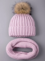 Шапка зимняя для девочки с помпоном и снуд