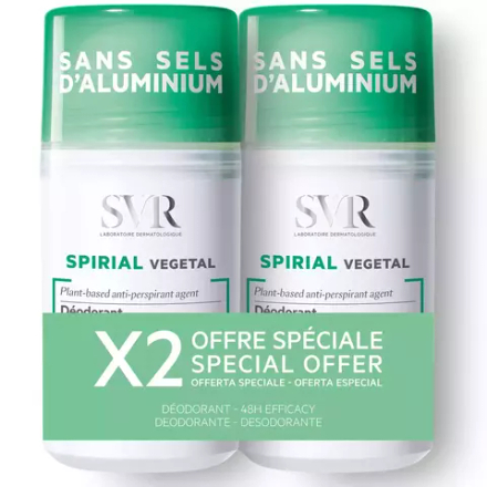 СВР  Спириал Дезодорант-антиперспирант  растительный SVR Spirial Vegetal Deodorant 48H 2*50 мл