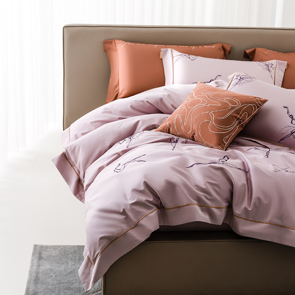 ZEPHYR HOME Постельное белье на двуспалку Египетский хлопок Балерины розовый