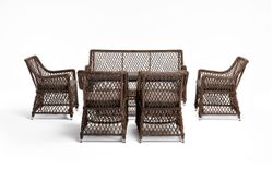 "Асти" лаунж-зона из искусственного ротанга на 6 персоны, цвет коричневый