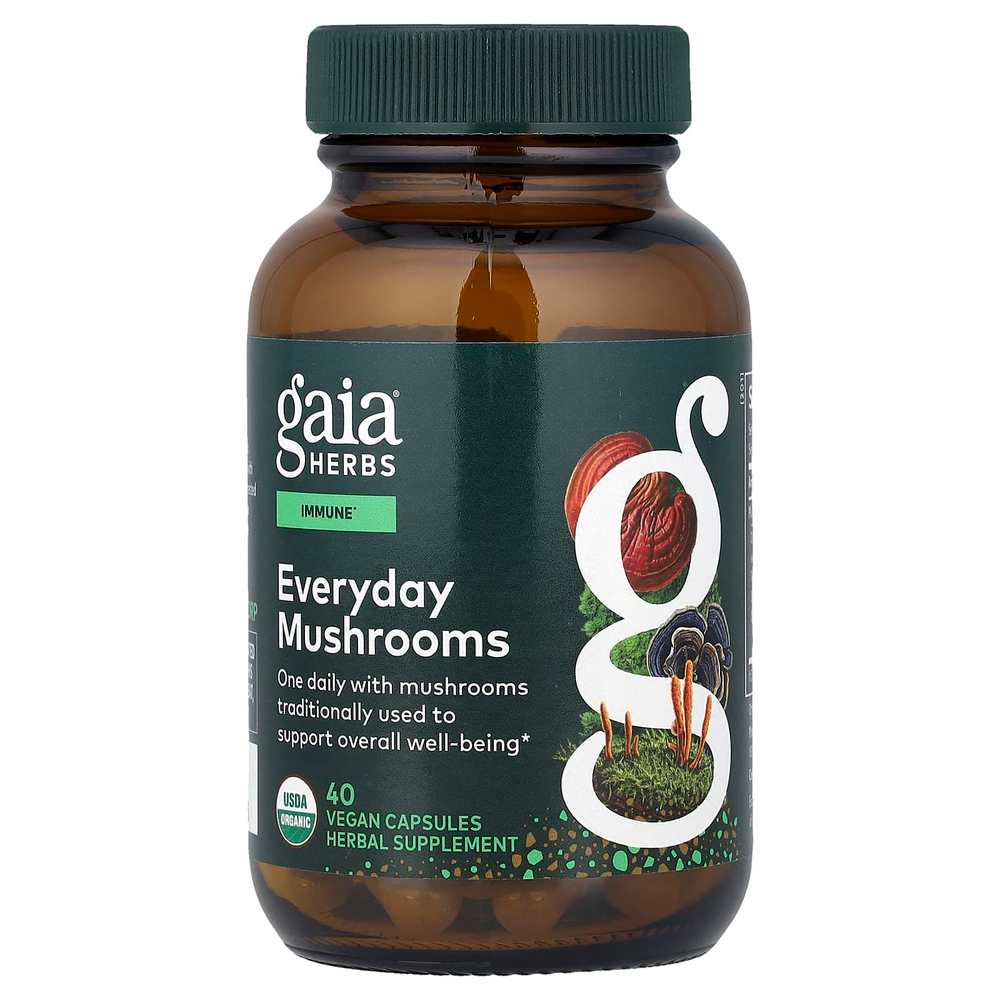 Gaia Herbs, Everyday Mushrooms, 40 веганских капсул