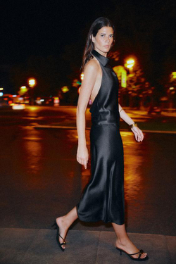 ZARA АТЛАСНАЯ ЮБКА МИДИ, ЧЕРНЫЙ