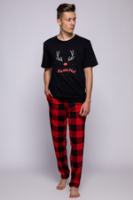 Мужская пижама Tuono с клетчатыми брюками (Размер: XL) (Цвет: черный с красным)