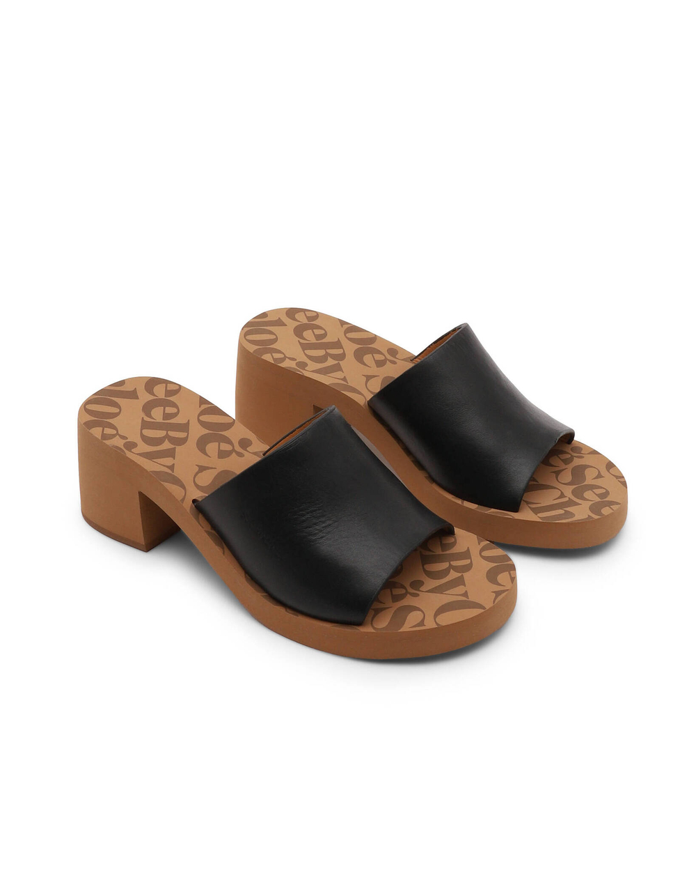 Шлепанцы кожаные essie See By Chlo\u00e9 - черный(SB38212A 15232)