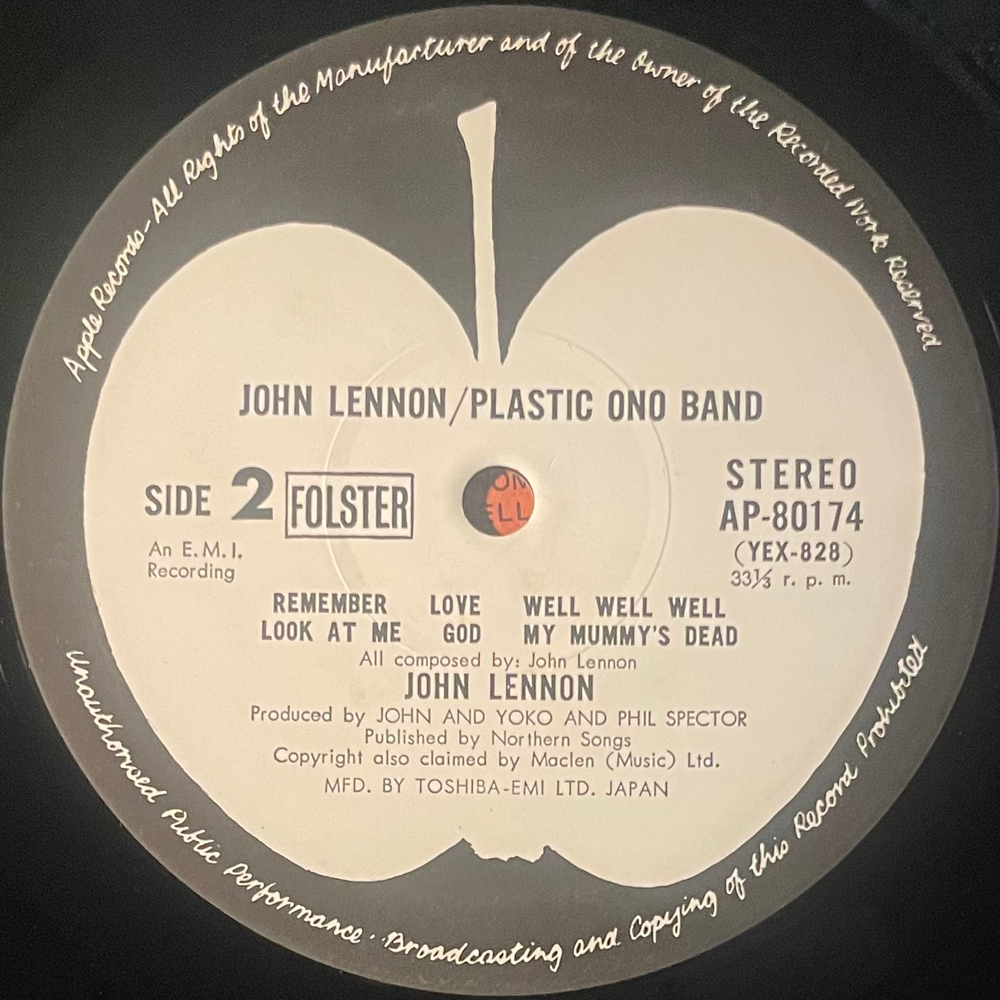 John Lennon / Plastic Ono Band ‎– John Lennon / Plastic Ono Band (Япония 1974г.)