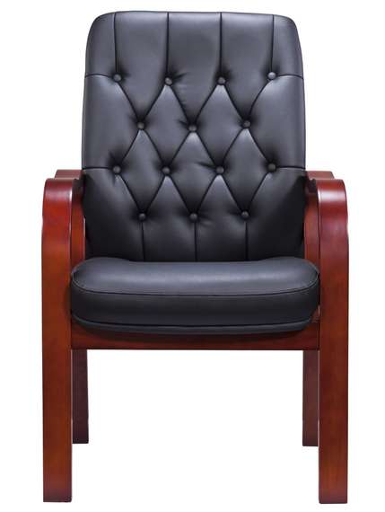 Стул руководителя Everprof Monaco Wood CF Экокожа Черный