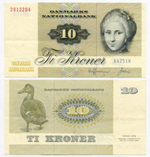 Банкнота Дания 10 крон 1972 (1975) год A4751K 2813204. VF-XF