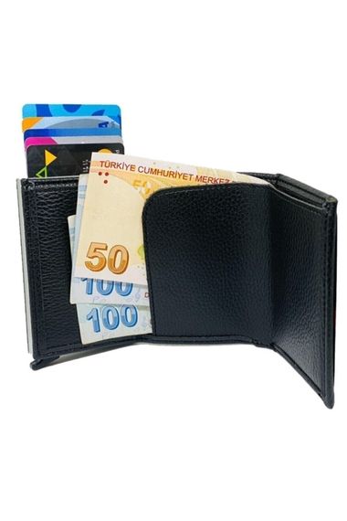 Kişi üçün dəri pul və kart qabı qara