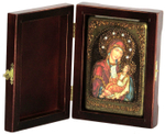 Инкрустированная Икона Божией Матери Утоли моя печали 15х10см на натуральном дереве, в подарочной коробке