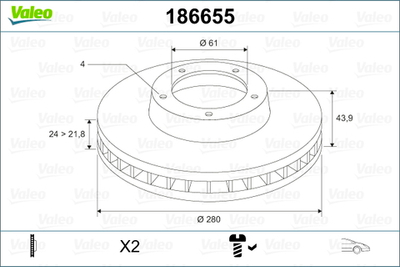 VALEO - 186655-VAL - Brake Disc
