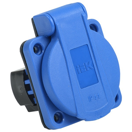 Розетка на панель с заземлением MAGNUM РП11-3 Schuko 2P+E 16A с крышкой IP44 синий ИЭК PSN71-016-3-2-44-K07