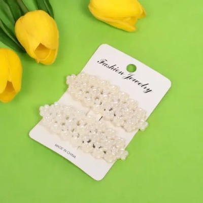 Зажимы для волос 2шт «New collection - Melissa», розочки, овал, цвет белый, 8*2,5см