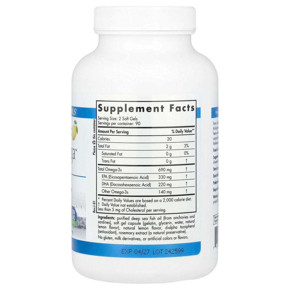 Nordic Naturals, Arctic Omega ™, лимон, 180 мягких таблеток