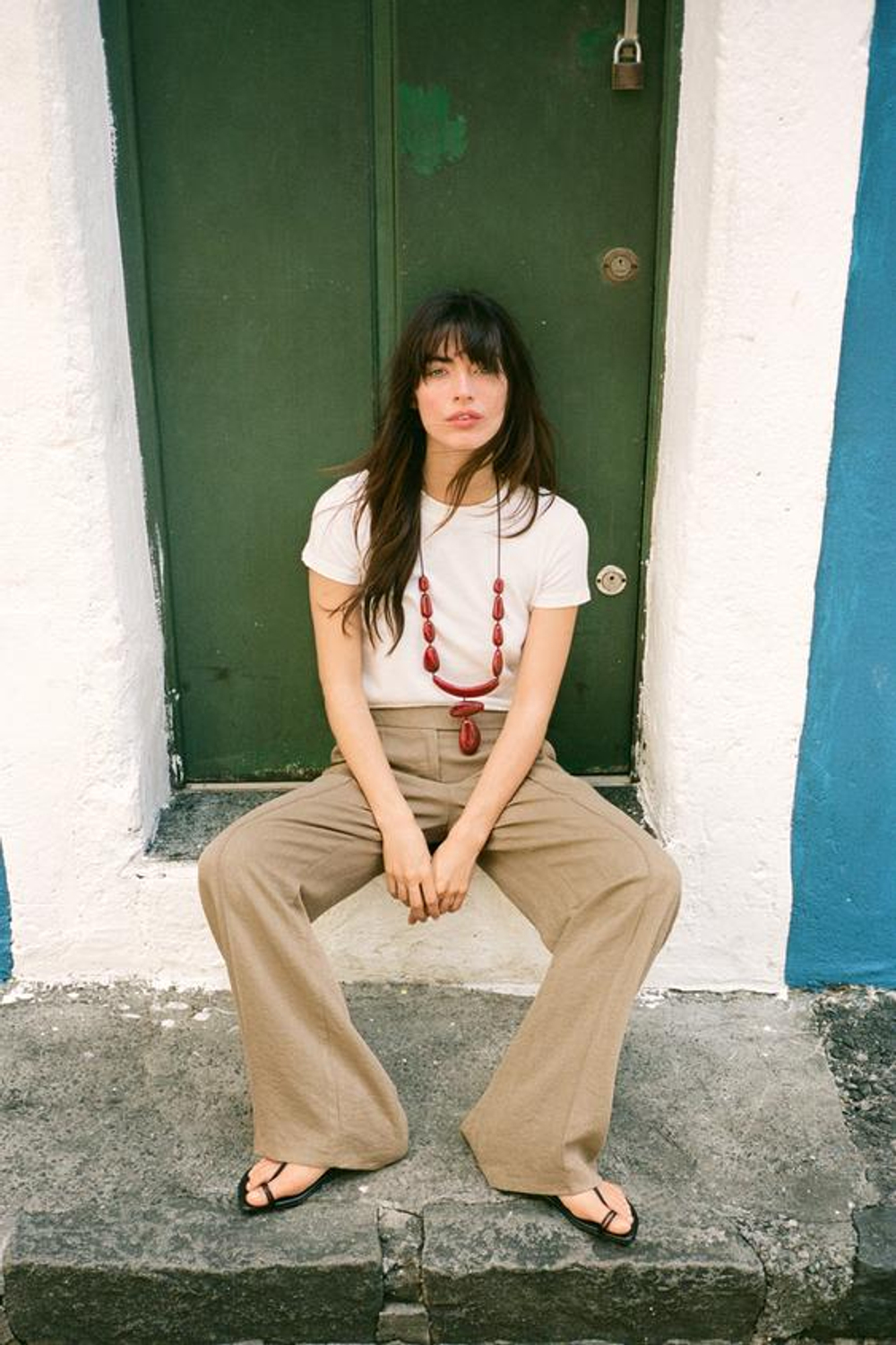 ZARA ПРЯМЫЕ БРЮКИ С ДЕКОРАТИВНОЙ СТРОЧКОЙ, РЫЖЕВАТО-КОРИЧНЕВЫЙ