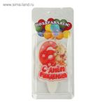 Свеча для торта цифра "Мишка" красная "6"