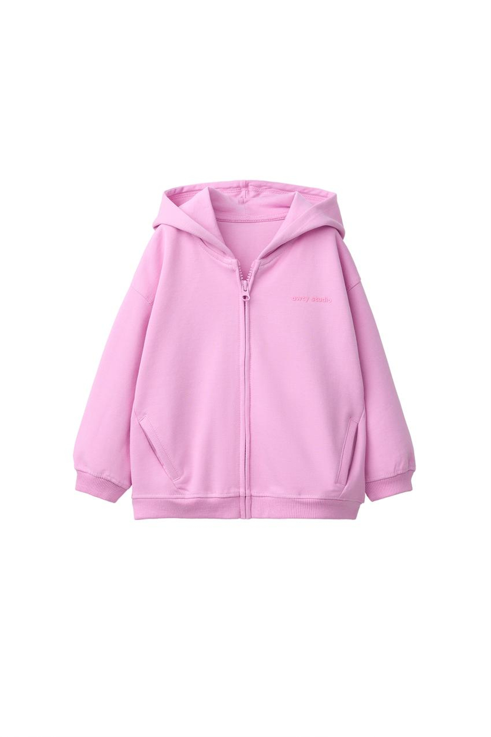 ZARA ТОЛСТОВКА НА МОЛНИИ С РЕЛЬЕФНЫМ ТЕКСТОМ И ЭФФЕКТОМ INTERLOCK, РОЗОВЫЙ