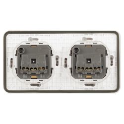 Розетка ЭРА Эксперт 11-2524-01 двойная с заземлением с крышкой 2х2P+E горизонт. IP55 шторки 16A-250В СУ белый