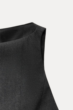 ZARA ТОП С БАСКОЙ, ТЕМНО-СЕРЫЙ