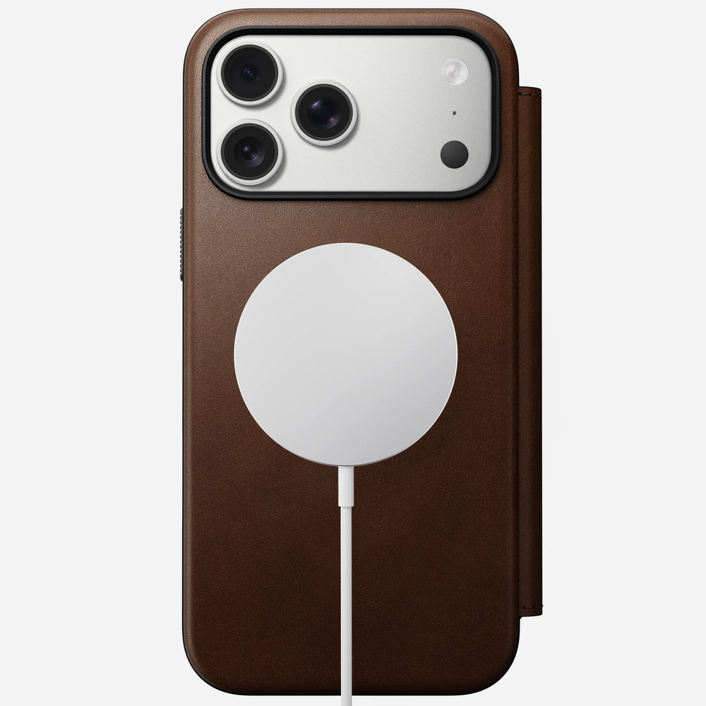 Чехол-книжка с картхолдером Nomad Modern Leather Folio  iPhone 17 Pro Max коричневый