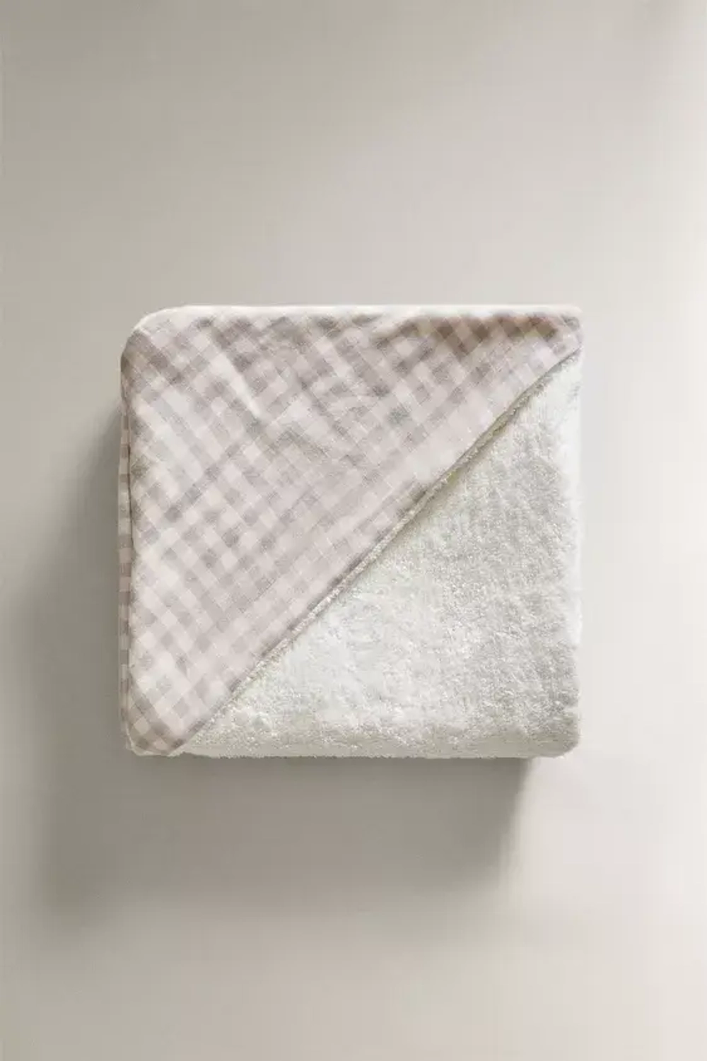 ZARA HOME ПОЛОТЕНЦЕ С КАПЮШОНОМ В КЛЕТКУ ДЛЯ ДЕТЕЙ, СИНИЙ