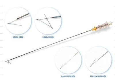 Игла для локализации объектов в молочной железе, одинарный крючок