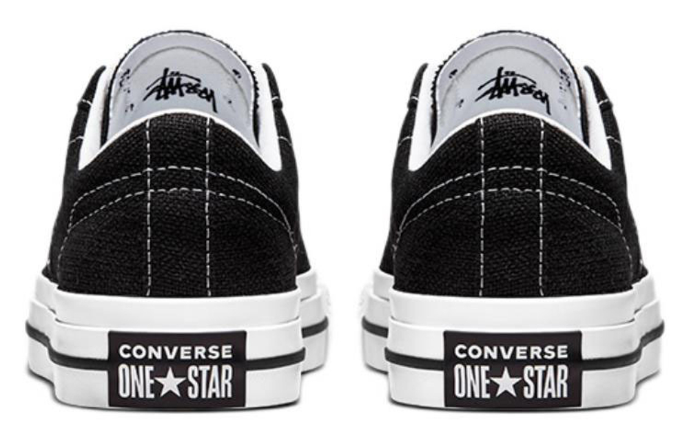 Stussy x Converse One Star Anti-Slip Wear Low Panel Shoes in Black and White