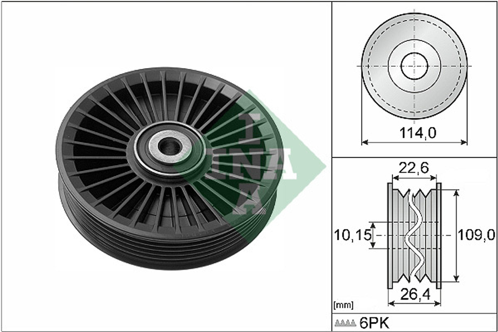 INA - 532010810-INA - Deflection/Guide Pulley, V-ribbed belt
