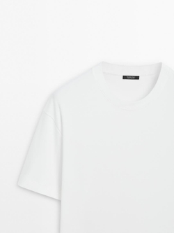 Massimo Dutti Хлопковая футболка-поло с короткими рукавами, белый