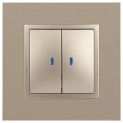 Выключатель ЭРА Elegance 14-1105-04 двойной с подсветкой 10АХ-250В IP20 шампань