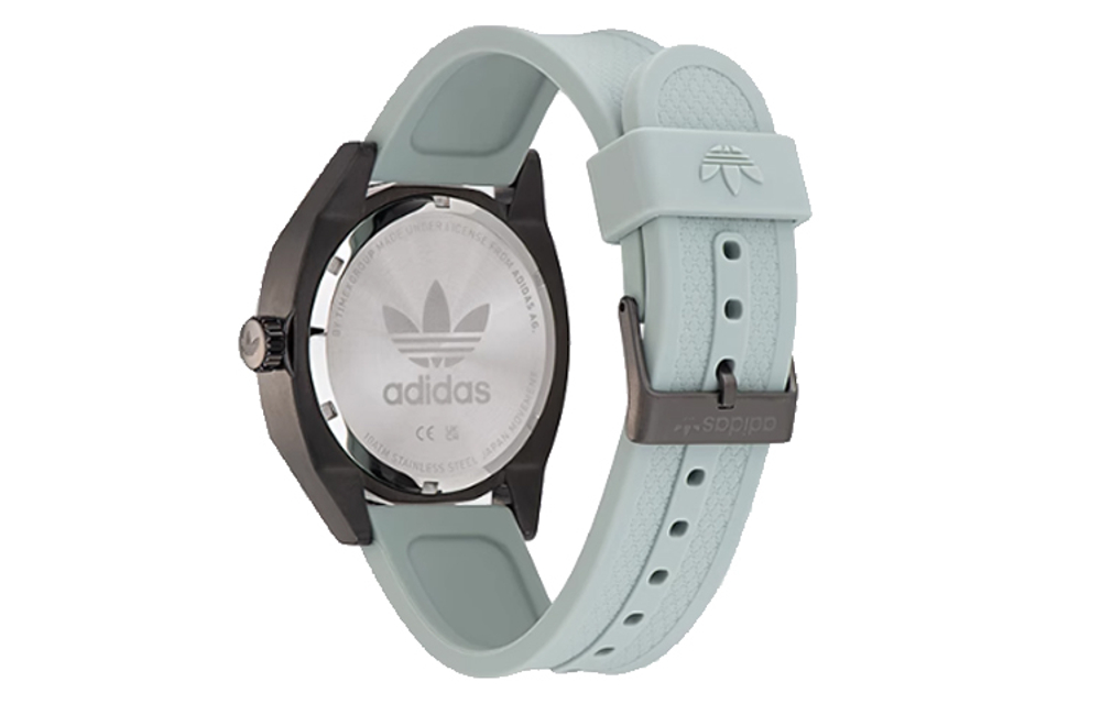 Adidas Originals Wrist Watch Quartz Movement Silicone Strap 43mm Black Dial Men"s Watches 100m Water Resistant