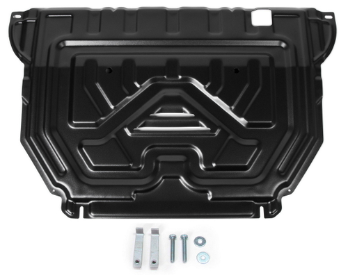 Защита картера и КПП AutoMax для Mitsubishi Outlander III поколение (V - 2.0; 2.4; 3.0) 2012-2018/Mitsubishi Outlander III поколение рестайлинг (V - 2.0; 2.4) 2018-н.в., сталь 1.4 мм, с крепежом, штампованная, AM.4036.2