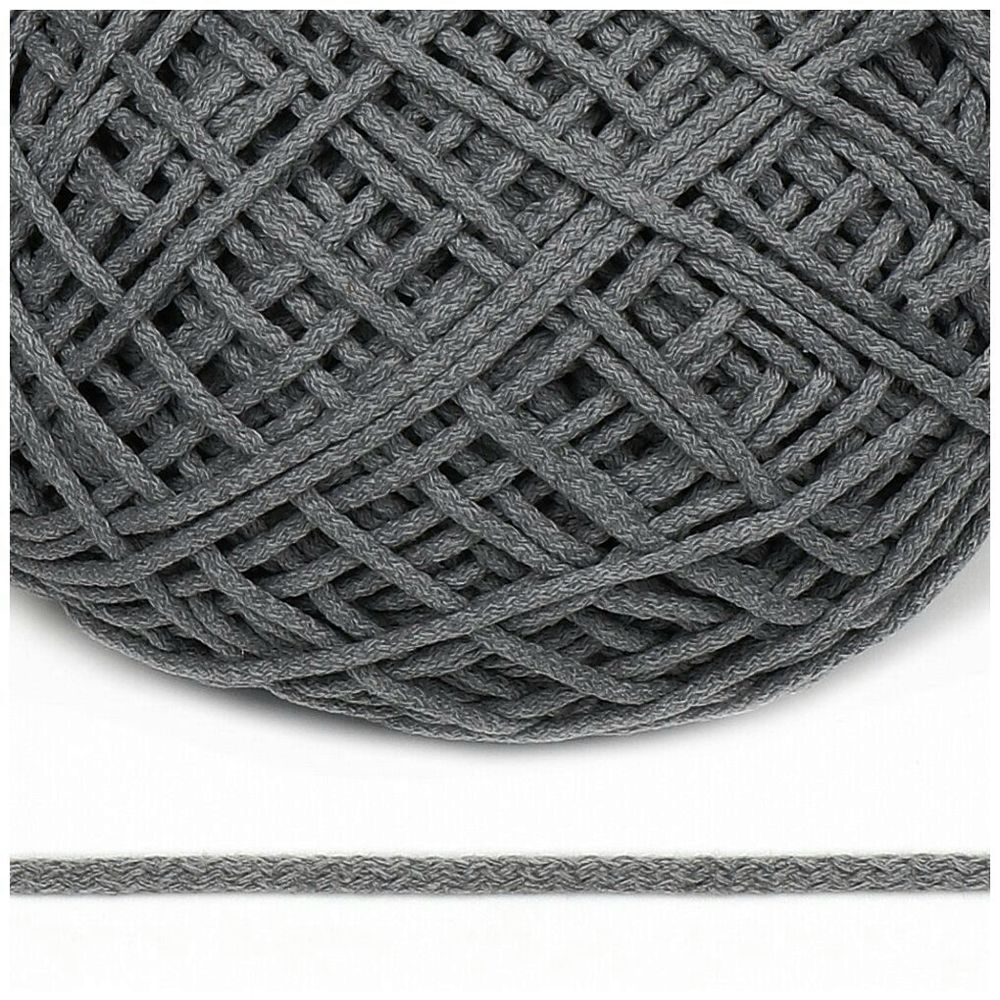 Шнур для макраме круглый х/б, 6 мм, пр-во Беларусь, т.серый