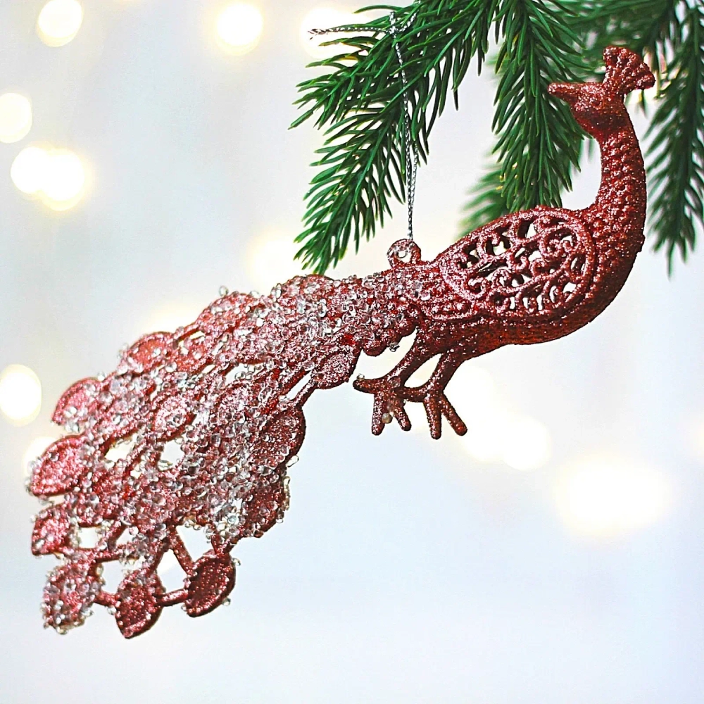 Подвеска «Сказочный павлин» 19*7 см, Янтарь