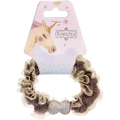Резинка для волос 1шт «МАЛЬТА», бантик, микс 5 цветов, d-5см (подвес Единорог)