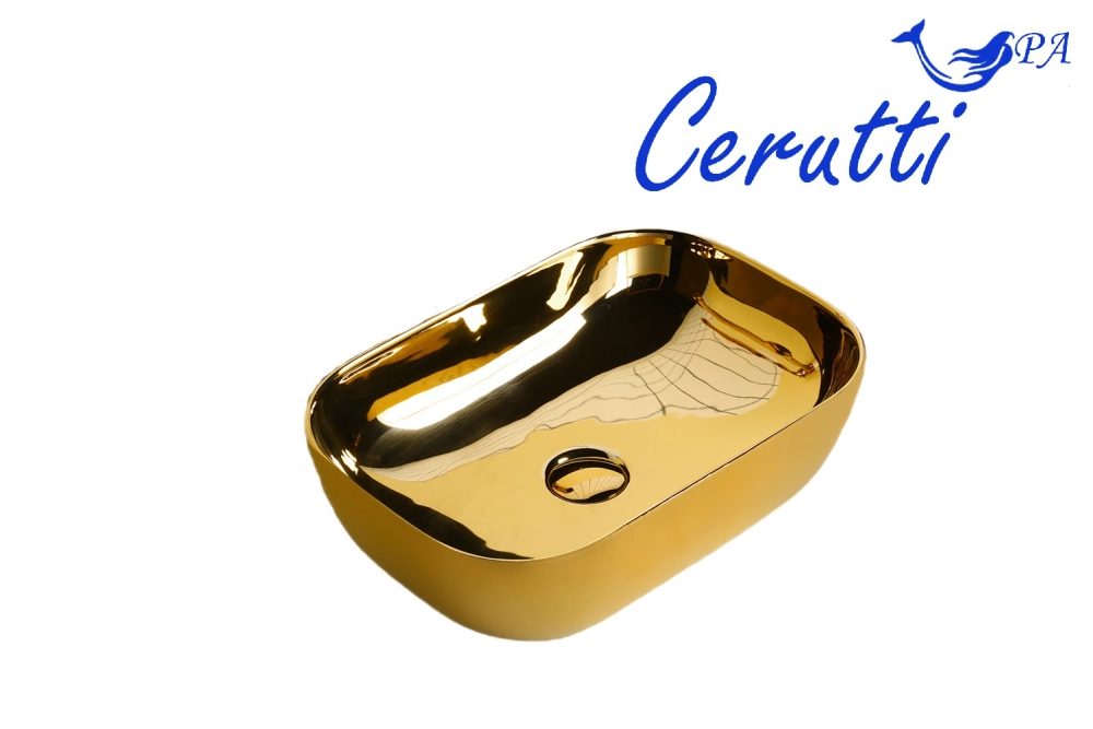 Раковина CR0078B накладная, золото, прямоугольная 460х330х135 Ceruttispa